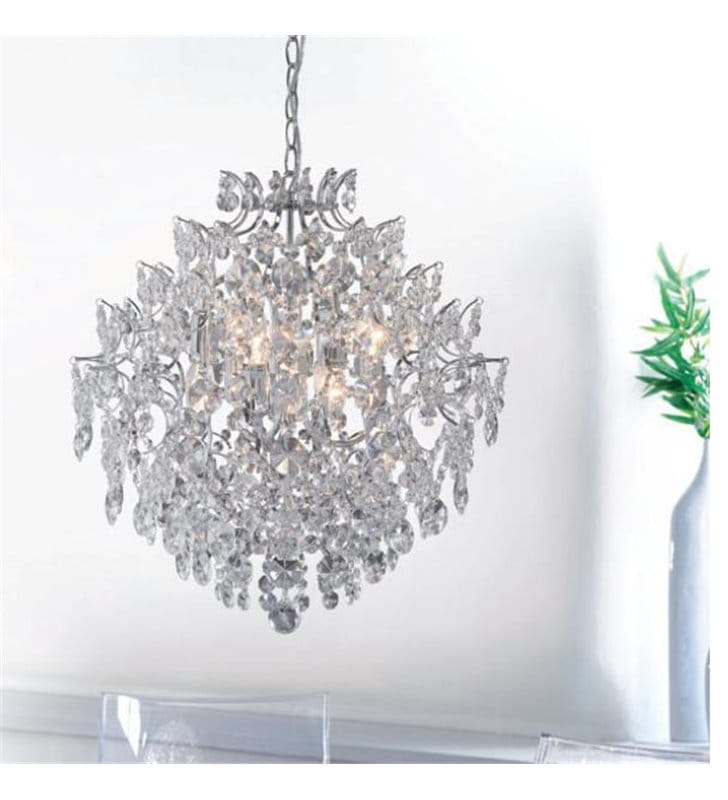 Duży chromowany żyrandol kryształowy Rosendal lampa zwis do salonu glamour