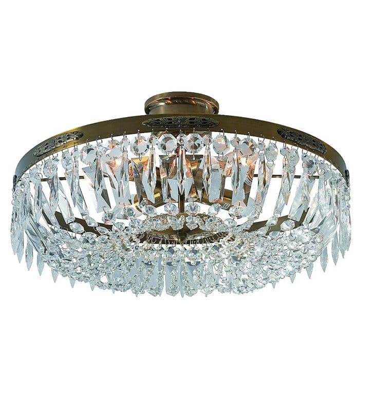 Patynowa lampa sufitowa do sypialni z przezroczystymi kryształami Hovdala ozdobny stelaż- OD RĘKI