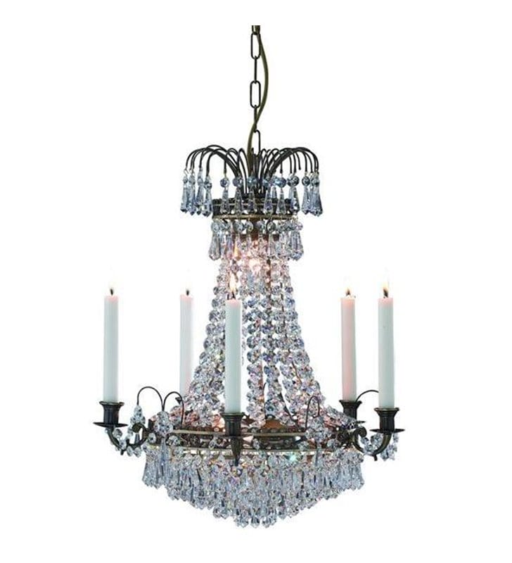 Elegancki klasyczny żyrandol z kryształkami Lacko świece np. do jadalni salonu