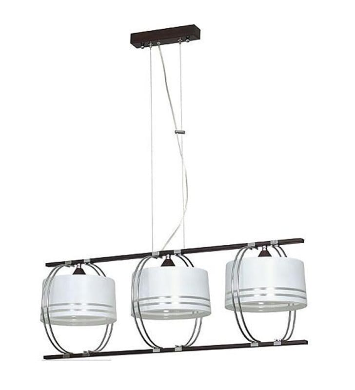 Lampa wisząca nad stół w jadalni kuchni Dante ciemny brąz podłużna 3xE27 metal szkło - DOSTĘPNA OD RĘKI