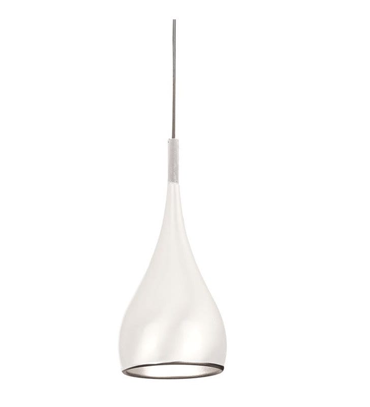 Lampa wisząca Spell White biała metalowa pojedyncza klosz w kształcie kropli