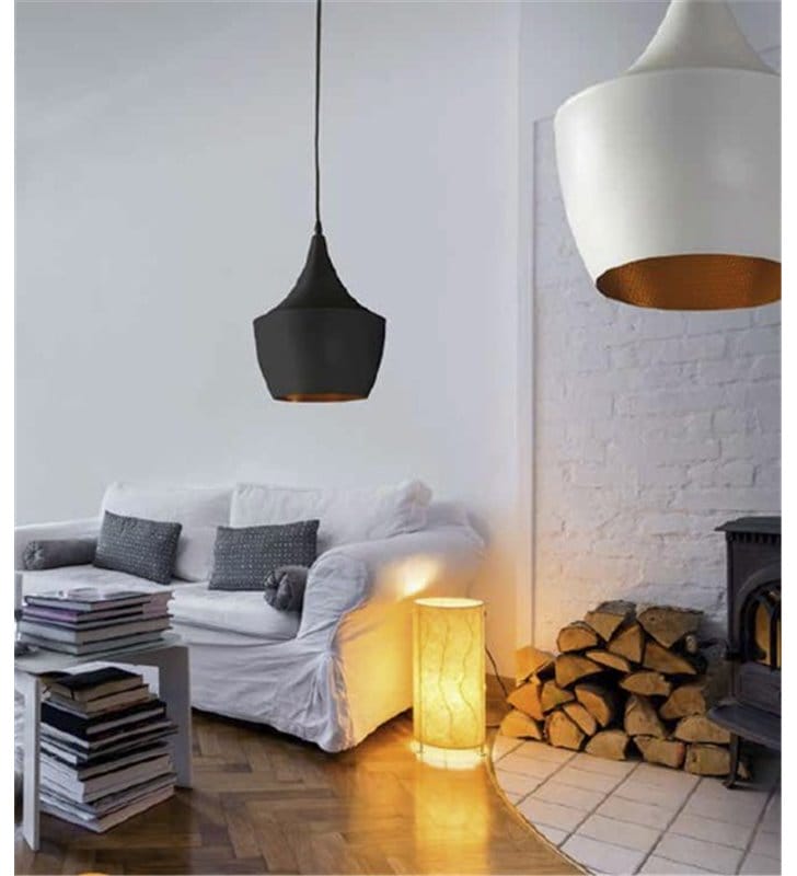 Lampa wisząca Orient czarna wewnątrz złota nowoczesna do salonu kuchni jadalni sypialni