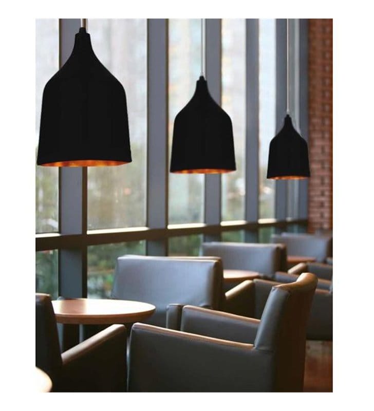 Lampa wisząca Fabio czarna środek złoty nad stół