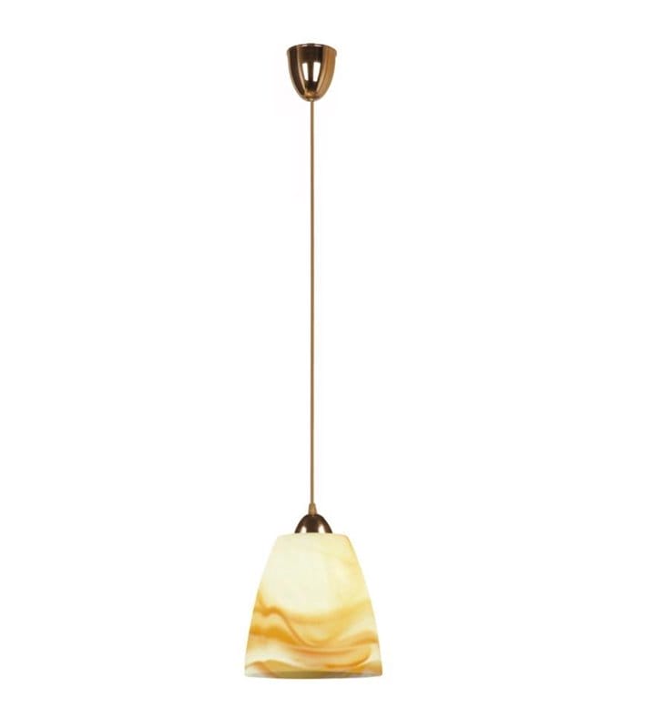 Lampa wisząca Single z bursztynowym kloszem alabastrowym 1xE27 - DOSTĘPNA OD RĘKI