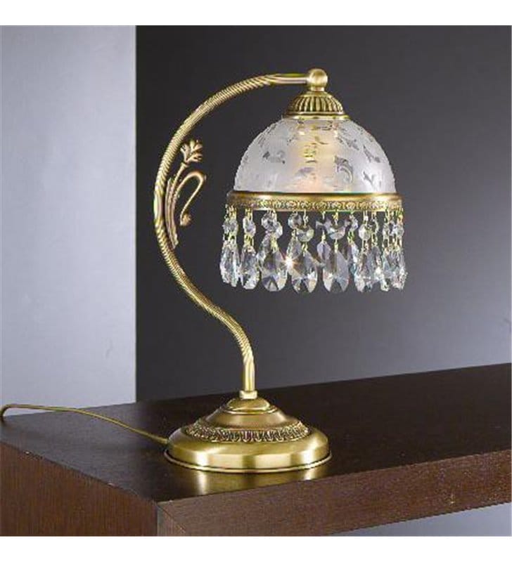 Lampka nocna Brugherio z kryształami styl klasyczny do salonu sypialni na komodę- OD RĘKI