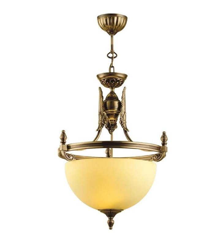 Stylowa lampa wisząca ze szklaną amplą Cordoba I wykończenie patyna połysk do salonu sypialni kuchni jadalni