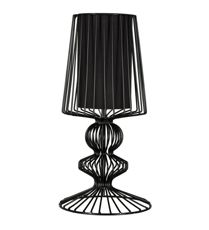 Lampa stołowa Aveiro czarna druciana z podwójnym kloszem do salonu sypialni na stolik nocny komodę