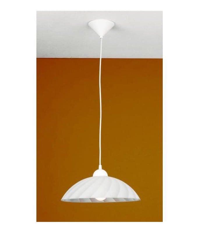 Kuchenna prosta lampa wisząca ze szklanym białym kloszem Vetro