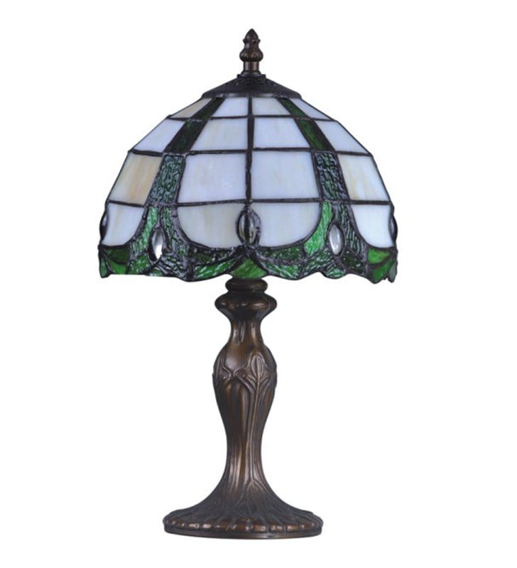 Lampa nocna do sypialni Papi witrażowa w stylu Tiffany klasyczna nieduża 36cm wysokości