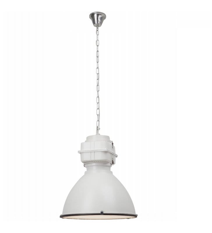 Lampa wisząca Boston metalowa w stylu industrialnym loftowym do nowoczesnego wnętrza biała - OD RĘKI