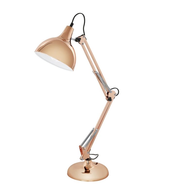 Lampa biurkowa Borgillio miedziana metalowa wysoka łamana E27