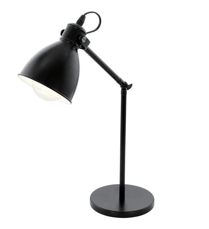 Lampa stołowa biurkowa Priddy czarna metalowa łamana styl vintage