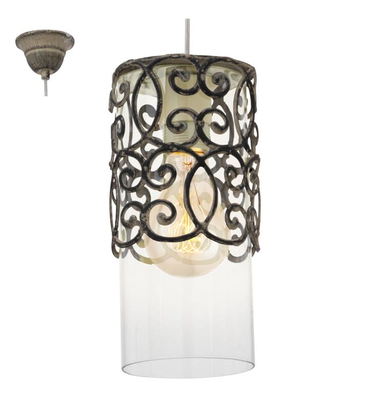 Lampa wisząca Cardigan ozdobna dekoracyjna w kształcie walca styl vintage