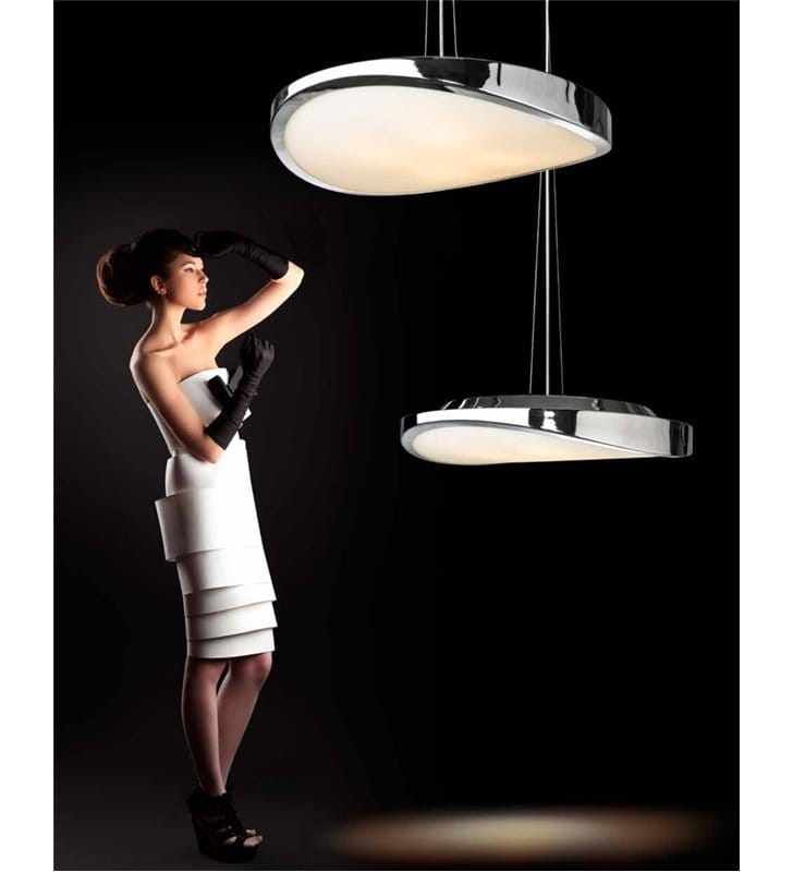Chromowana lampa wisząca Circulo do wnętrza w stylu nowoczesnym do sypialni jadalni kuchni salonu