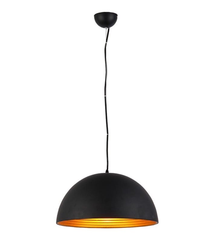 Modena nowoczesna czarna lampa wisząca ze złotym środkiem klosz kopuła długa
