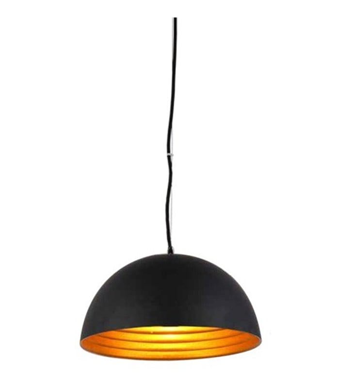 Modena nowoczesna czarna lampa wisząca ze złotym środkiem klosz kopuła długa