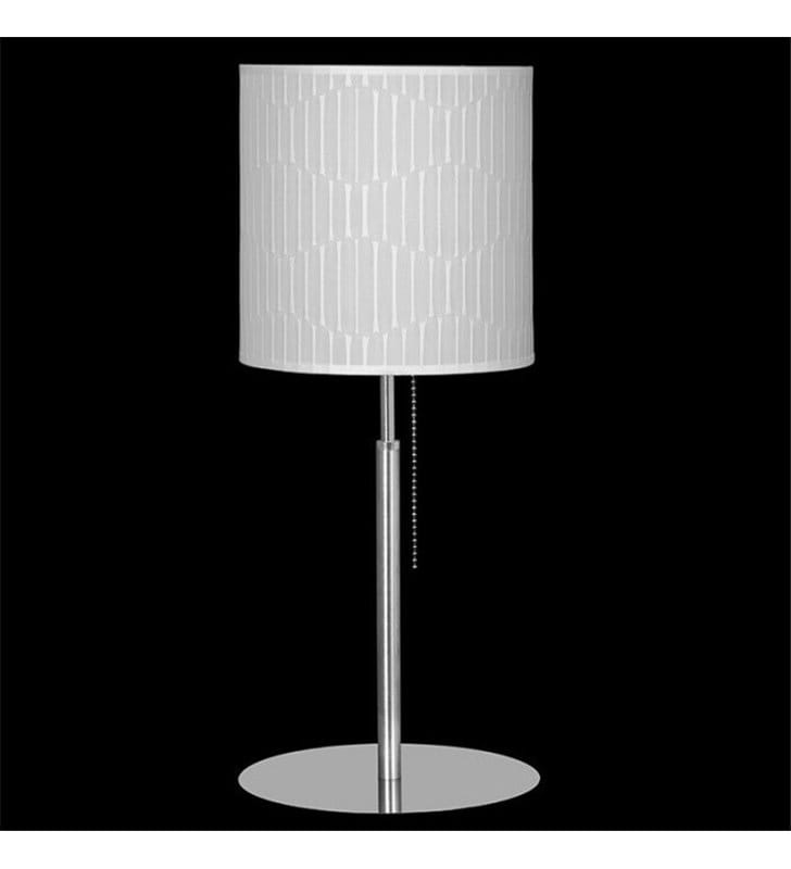 Lampa stołowa Onde kremowy abażur do salonu sypialni z włącznikiem sznureczkowym - OD RĘKI