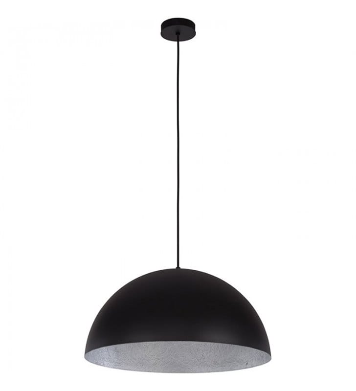 Czarna matowa lampa wisząca od wewnątrz srebrna Tuba 35cm - OD RĘKI