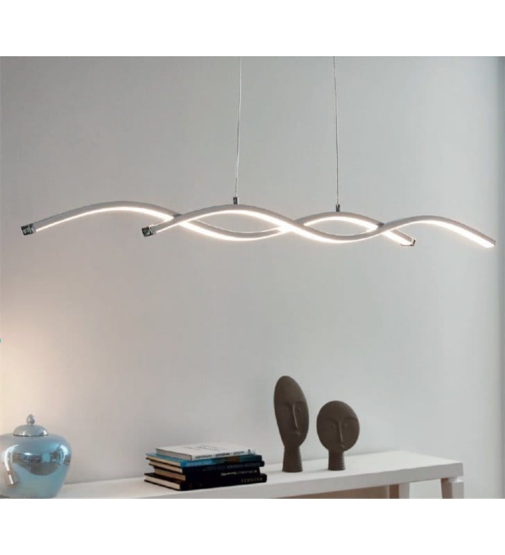 Lampa wisząca Lasana2 LED długa chromowana nowoczesna do biura jadalni kuchni nad stół do salonu