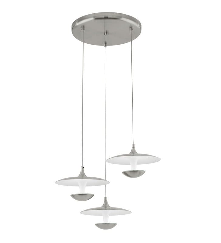 Lampa Toronja LED długa 3 zwisowa nowoczesna na okrągłej podsufitce