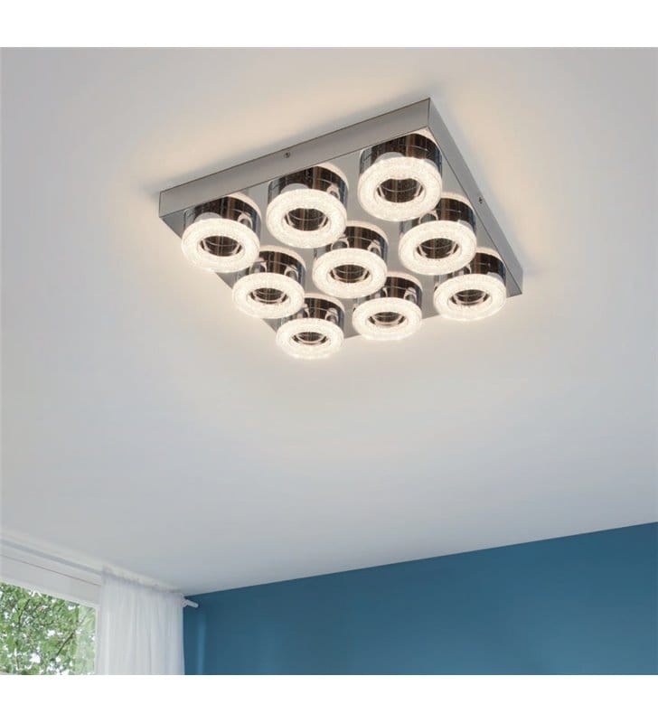 Kwadratowy plafon sufitowy Fradelo 440 LED z dekoracyjnymi kloszami do salonu jadalni sypialni na przedpokój