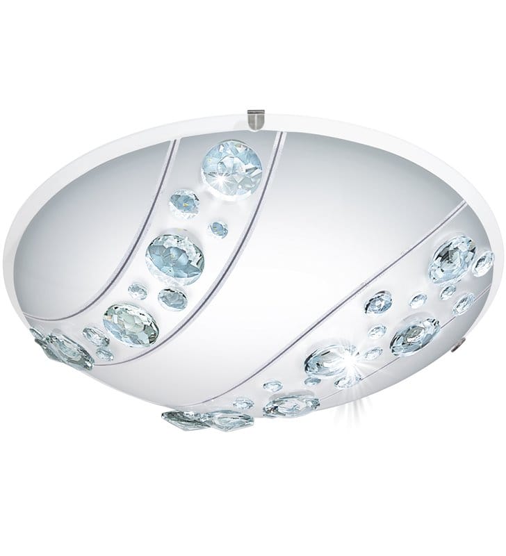 Średni plafon Nerini 315 okrągły zdobiony kryształkami naturalna barwa światła