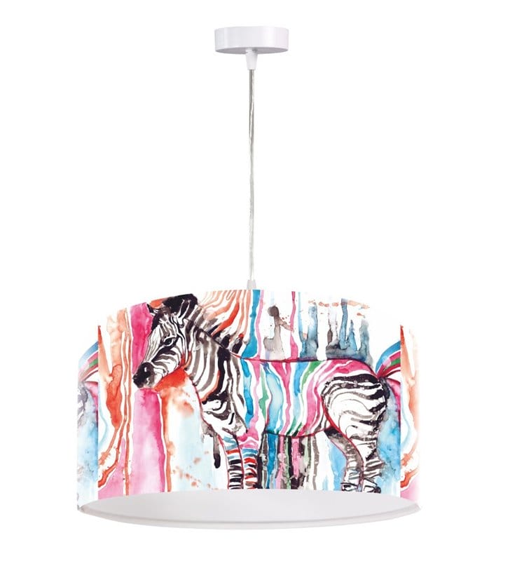 Kolorowa lampa wisząca z zebrą Barwna Zebra