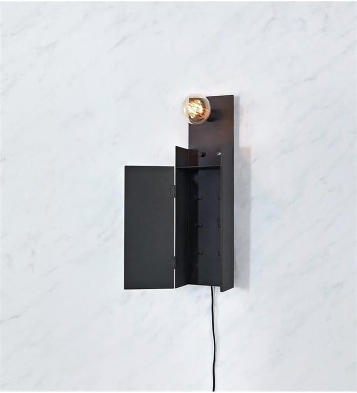 Kinkiet Combo z szafką na klucze gniazdo USB ściemniacz idealny na przedpokój kolor czarny
