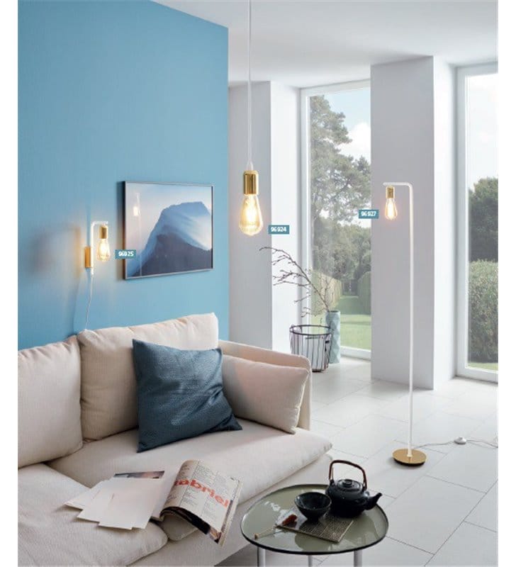Lampka stołowa Adri2 złoto-biała dekoracja salonu lub sypialni bez klosza do dekoracyjnej żarówki