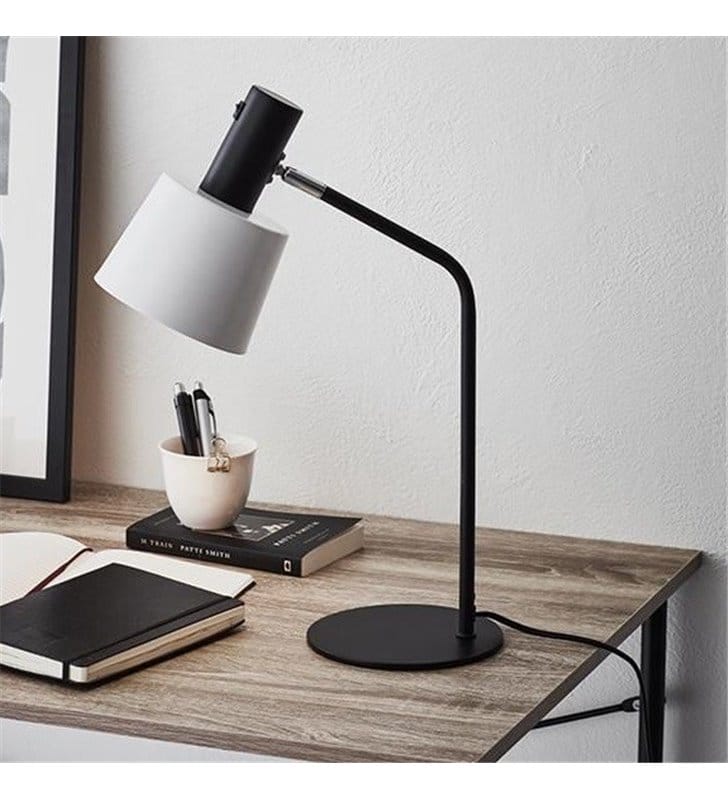 Lampa stołowa nocna biurkowa Bodega biało czarna włącznik na kloszu - OD RĘKI