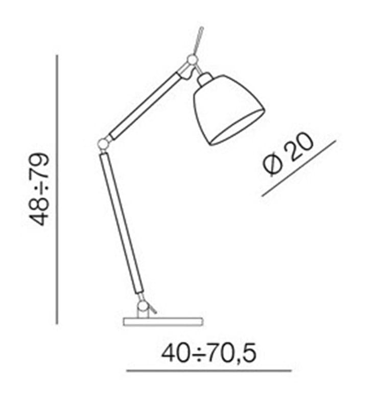 Lampa stołowa Zyta kolor aluminium z chrom łamane ramię regulacja wysokości
