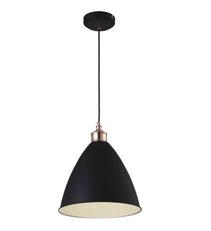 Lampa wisząca Watso Black 25cm czarna z miedzianym detalem metalowa styl loft industrial - OD RĘKI