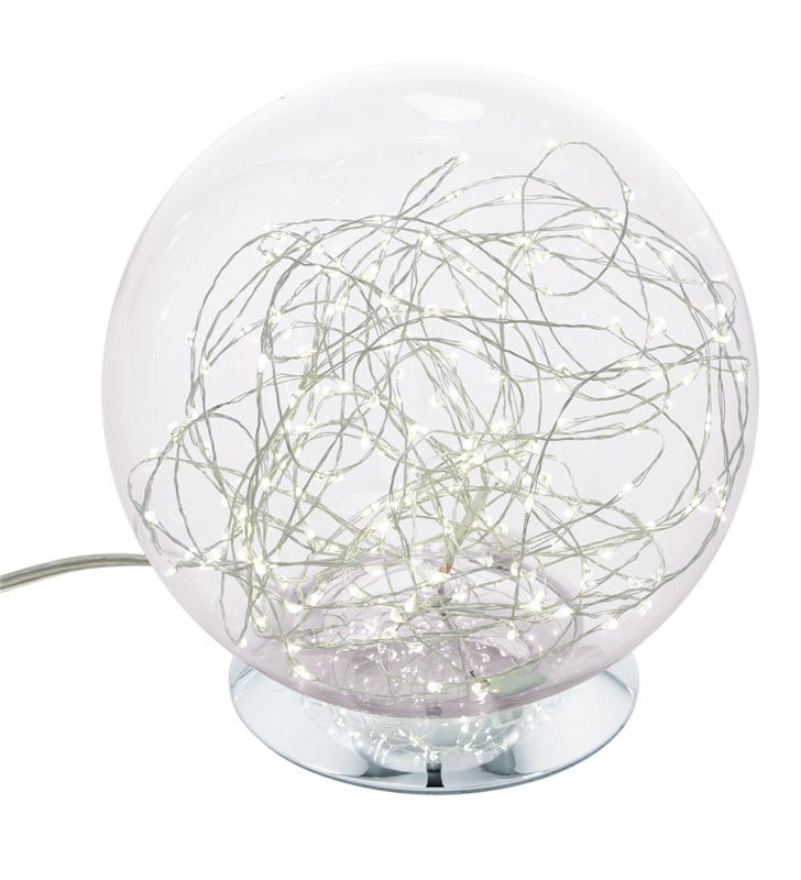 Lampa stołowa Valenca szklana kula z dekoracyjnym światłem LED