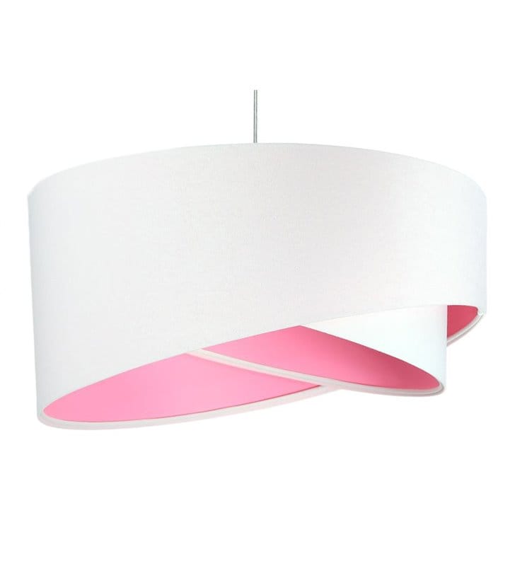 Lampa wisząca Tecla biało różowa welurowa asymetryczna do pokoju dziennego sypialni jadalni pokoju dziewczynki