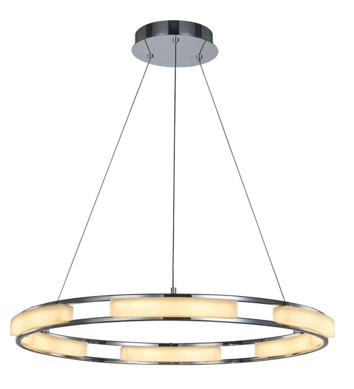 Lampa wisząca Theodore LED obręcz średnica 62cm chrom do jadalni sypialni kuchni salonu