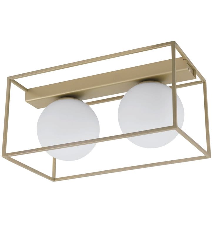 Lampa sufitowa Vallaspra 2 punktowa metal w kolorze szampana szklane okrągłe klosze - OD RĘKI