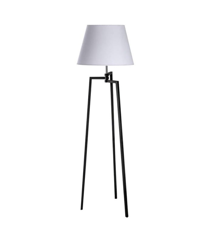 Lampa podłogowa Tristan 3 czarne nogi biały abażur stożek do salonu sypialni na korytarz