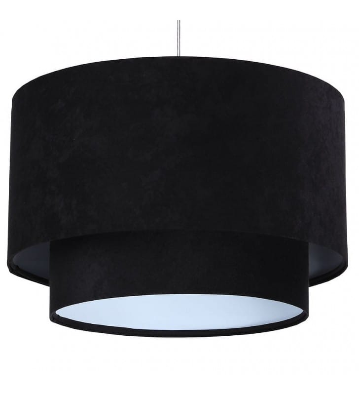 Czarna lampa wisząca Zara podwójny 40cm welurowy abażur do salonu sypialni jadalni nad stół