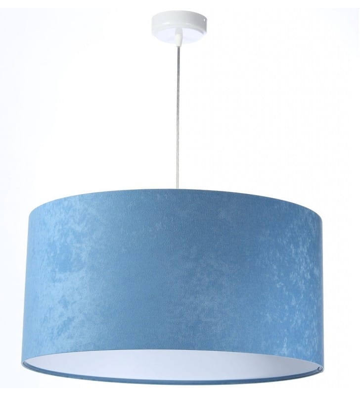 Lampa wisząca Koryna niebieska z białym środkiem materiał welur