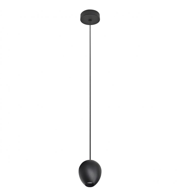 Czarna pojedyncza lampa wisząca Ovum LED do salonu kuchni jadalni sypialni
