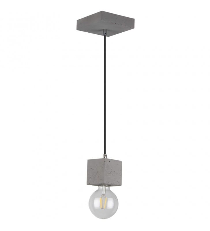 Pojedyncza minimalistyczna lampa wisząca z betonu Strong kwadratowa oprawka