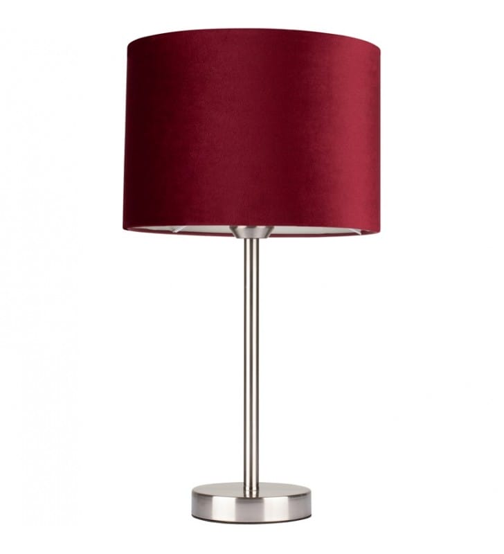 Lampa stołowa Scarlett abażur okrągły bordowy wysokość 49cm