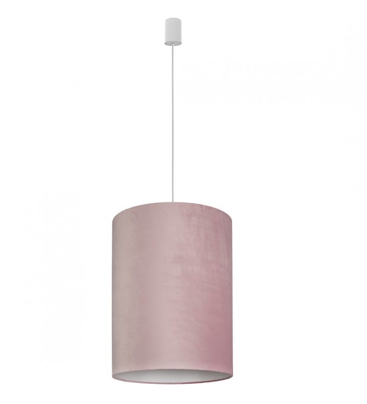 Barrel 35cm różowa lampa wisząca z białym wykończeniem abażur wysoki walec