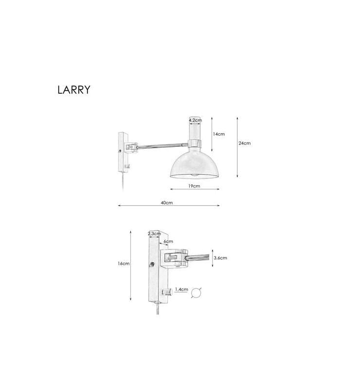 Kinkiet Larry biały z chromowym wykończeniem ruchome ramię kabel włącznik na lampie do sypialni - OD RĘKI