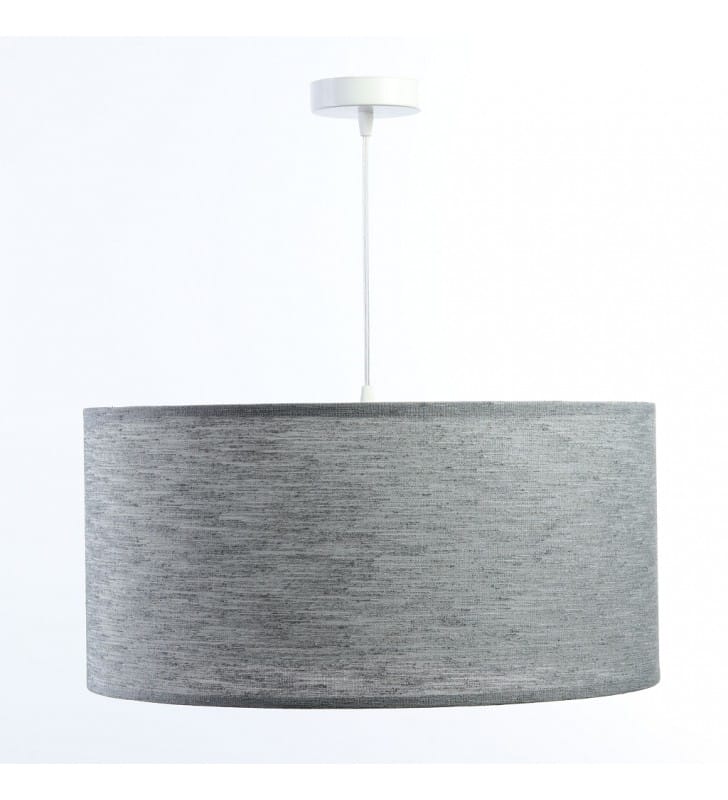 Lampa wisząca Delmar szara tkanina strukturalna o naturalnym wyglądzie okrągły abażur nowoczesna