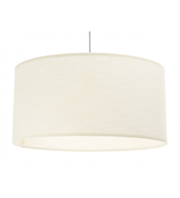 Lampa wisząca Kenda 50cm biała tkanina strukturalna abażur okrągły walec do salonu sypialni jadalni