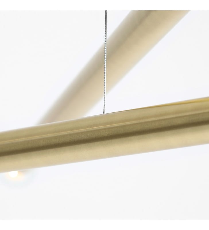 Lampa wisząca Tubo metalowa w kolorze mosiądzu 4 metrowe poprzeczki na 8 żarówek E14