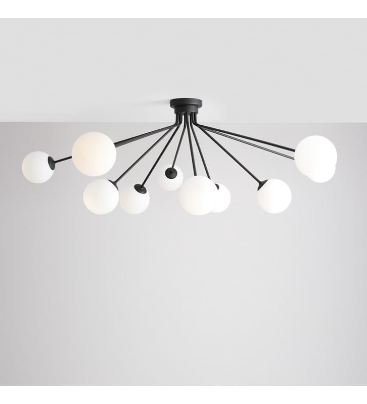 Czarna nowoczesna wielopunktowa lampa sufitowa Holm klosze ze szkła