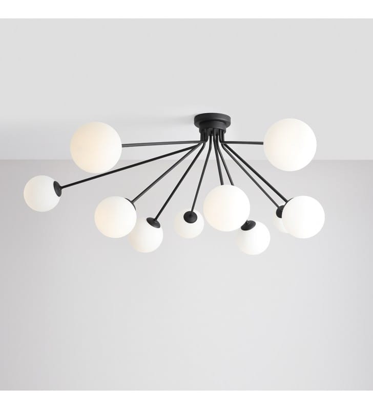 Czarna nowoczesna wielopunktowa lampa sufitowa Holm klosze ze szkła