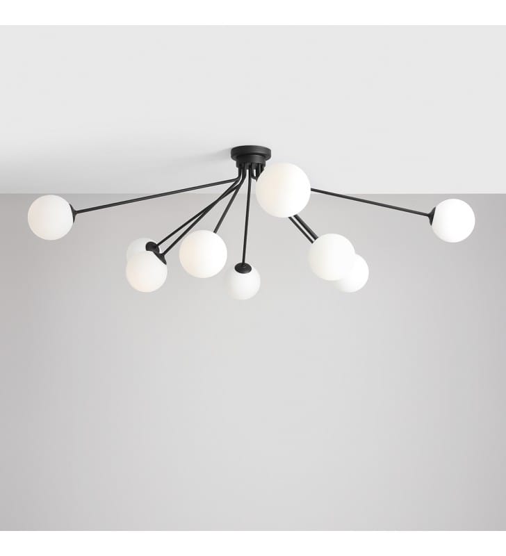 Czarna nowoczesna wielopunktowa lampa sufitowa Holm klosze ze szkła